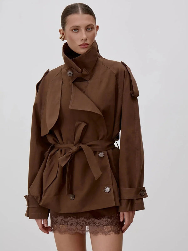 Trench-coat Octavia à col montant et laçage