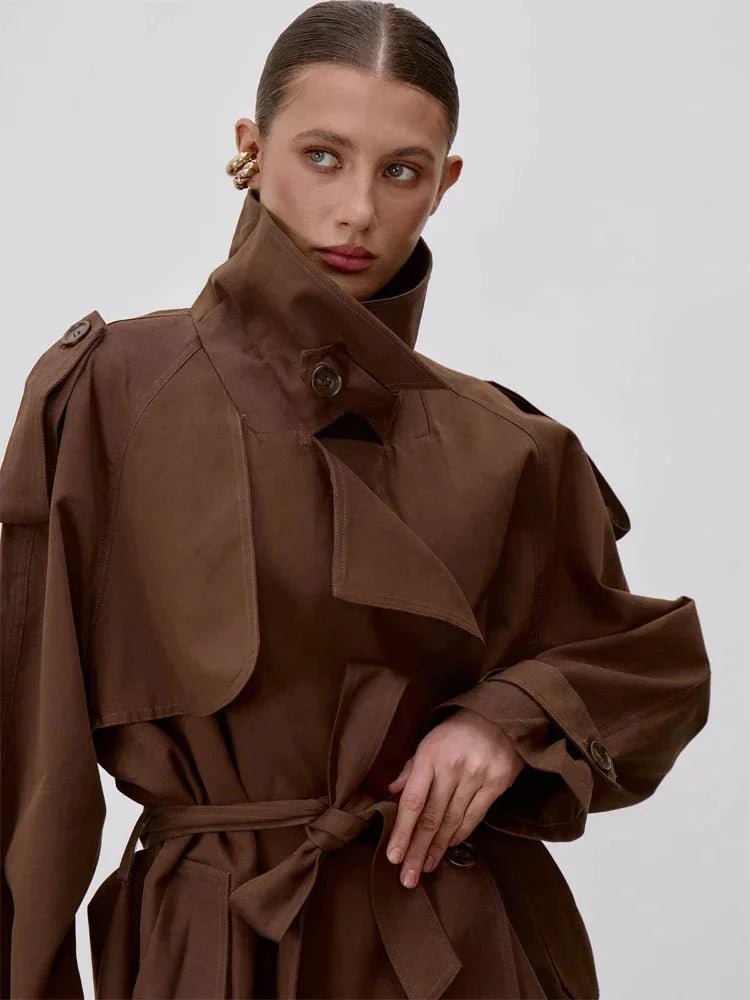 Trench-coat Octavia à col montant et laçage