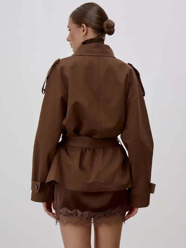 Trench-coat Octavia à col montant et laçage