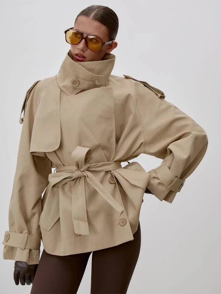 Trench-coat Octavia à col montant et laçage
