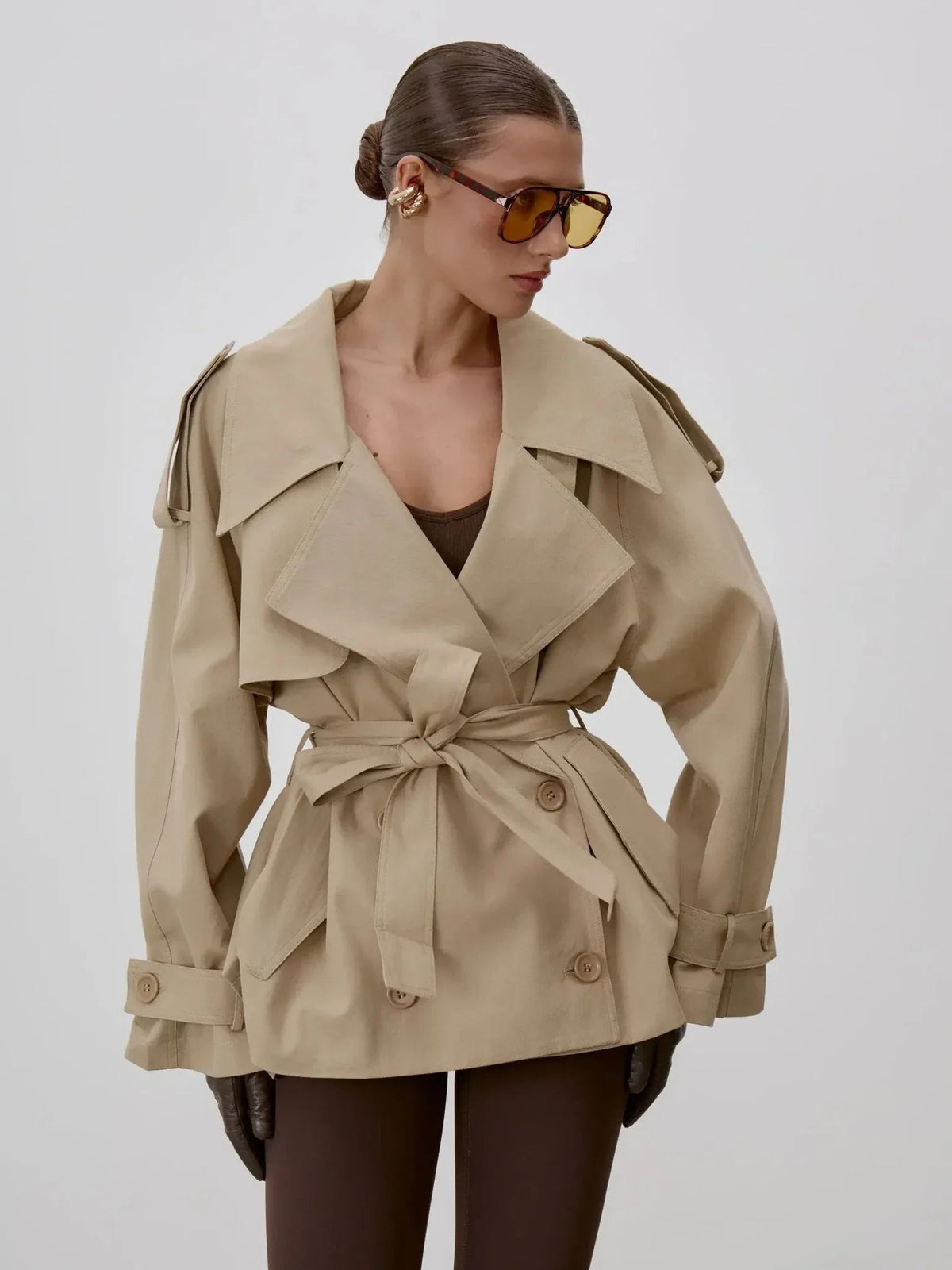 Trench-coat Octavia à col montant et laçage