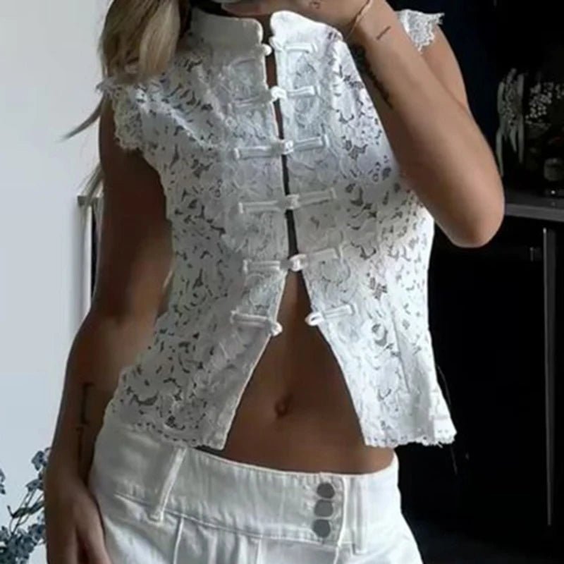 Top en dentelle sans manches Odessa