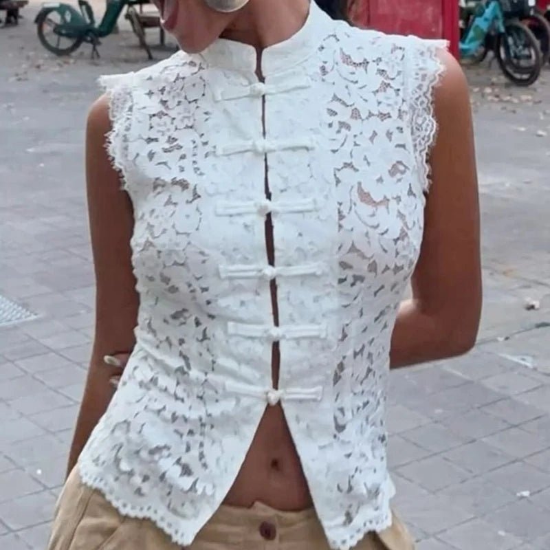 Top en dentelle sans manches Odessa