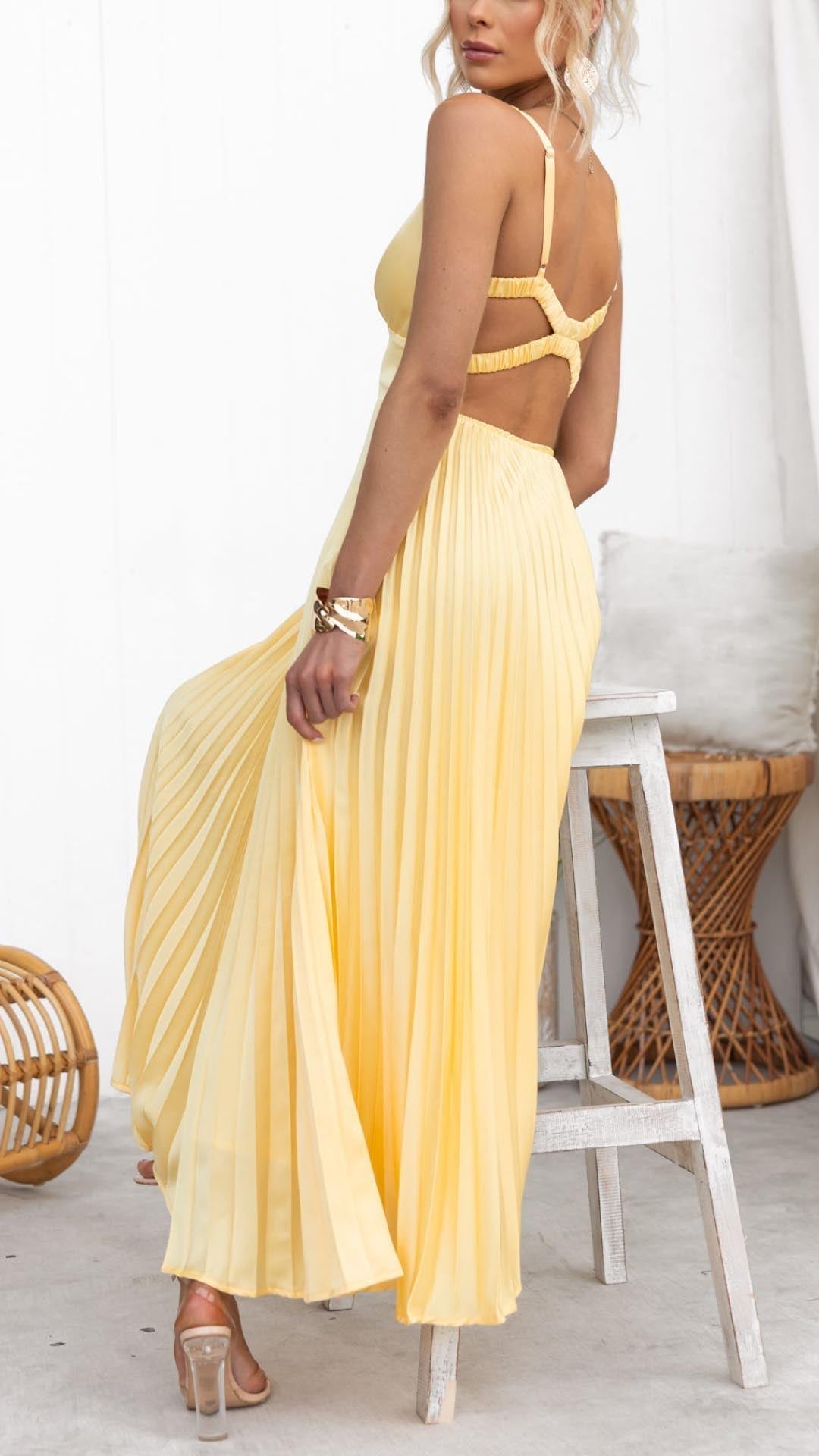 Robe longue d’été Olivia fluide et plissée