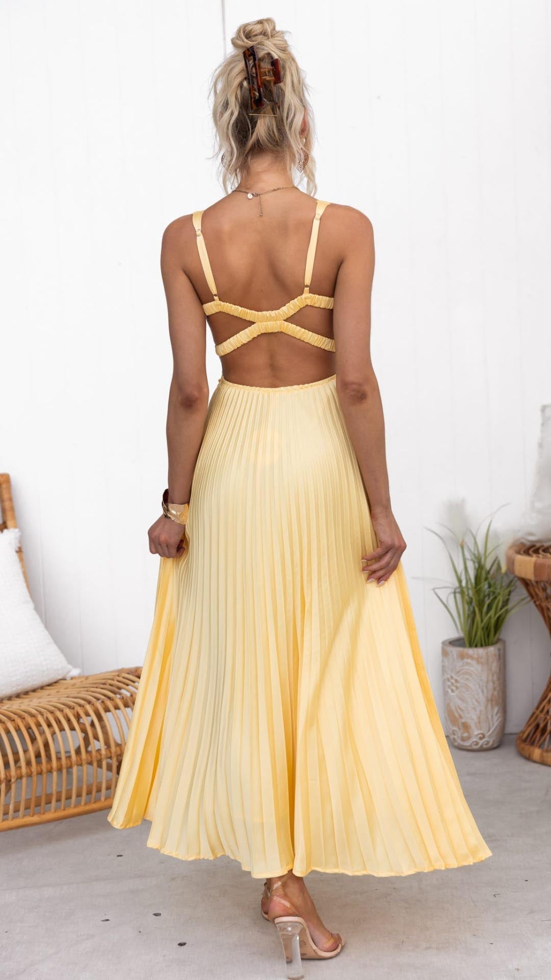 Robe longue d’été Olivia fluide et plissée