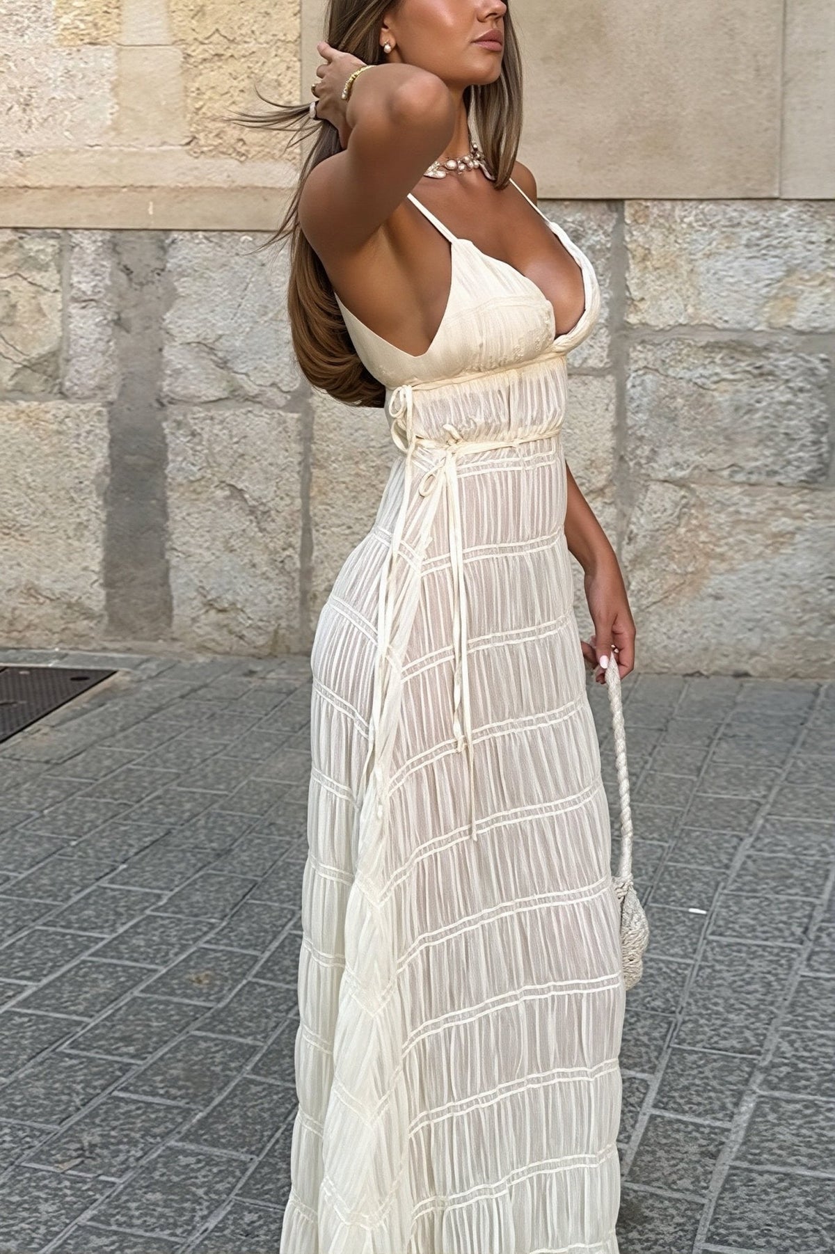 Robe longue en maille côtelée Olivia