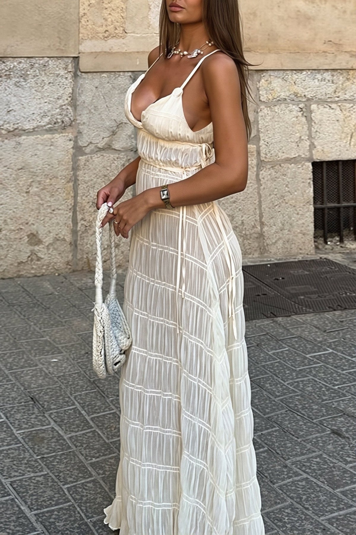 Robe longue en maille côtelée Olivia