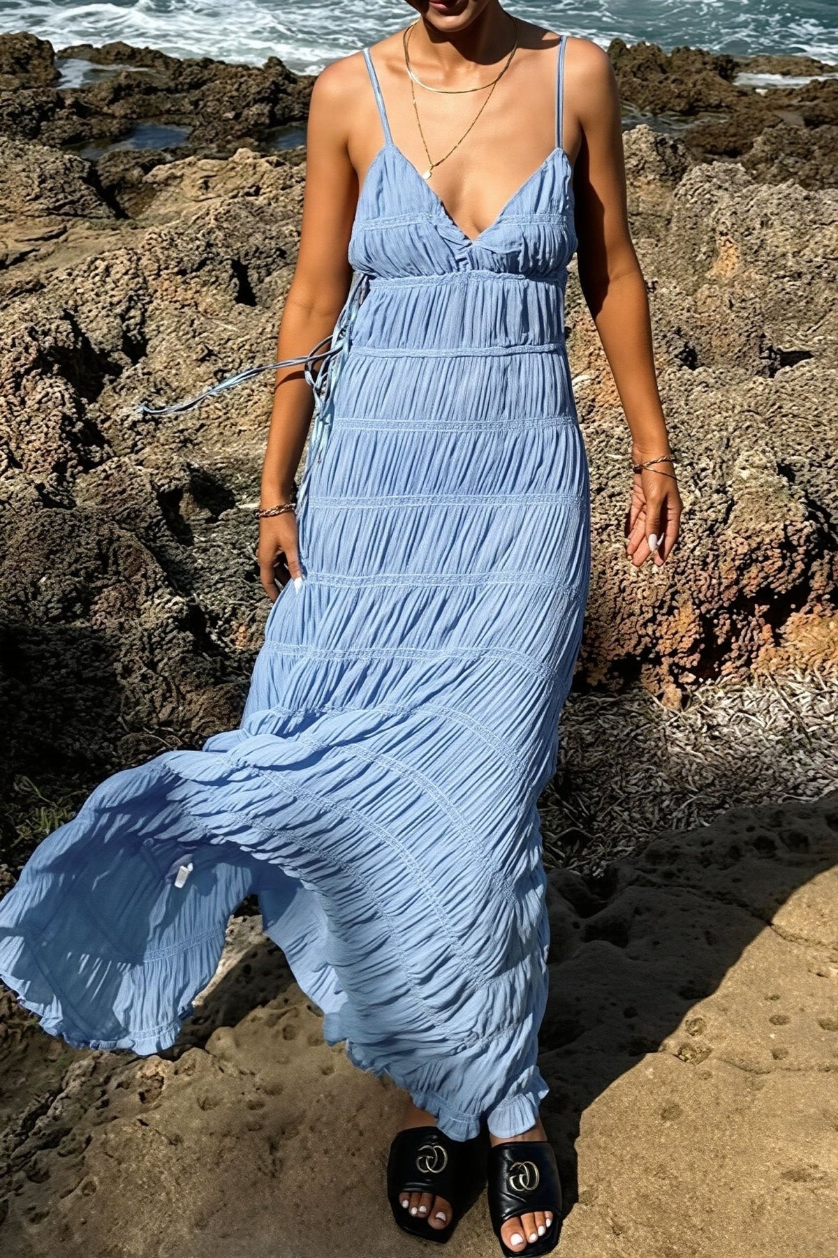 Robe longue en maille côtelée Olivia