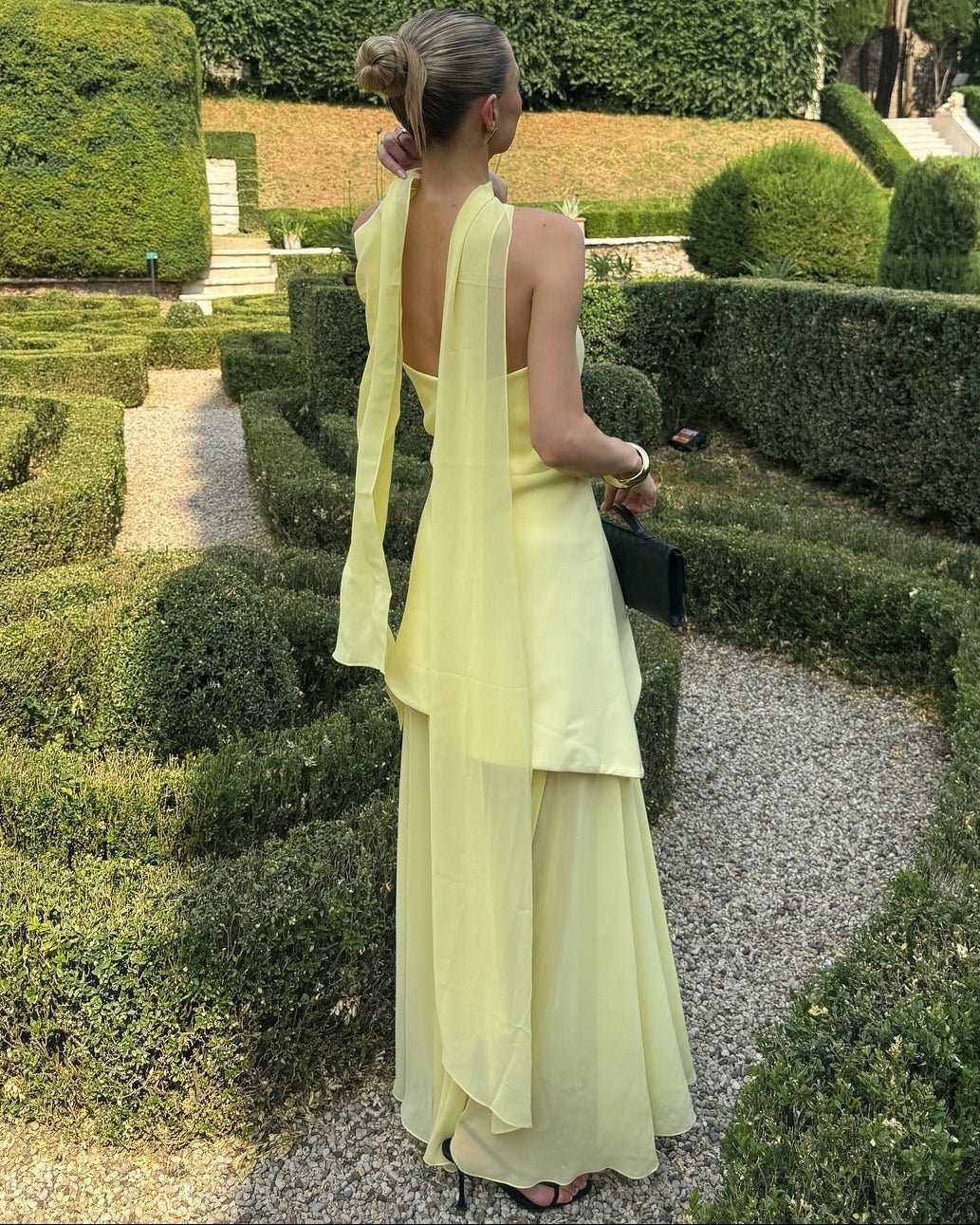 Ophelia Asymmetric Sheer Maxi Dress