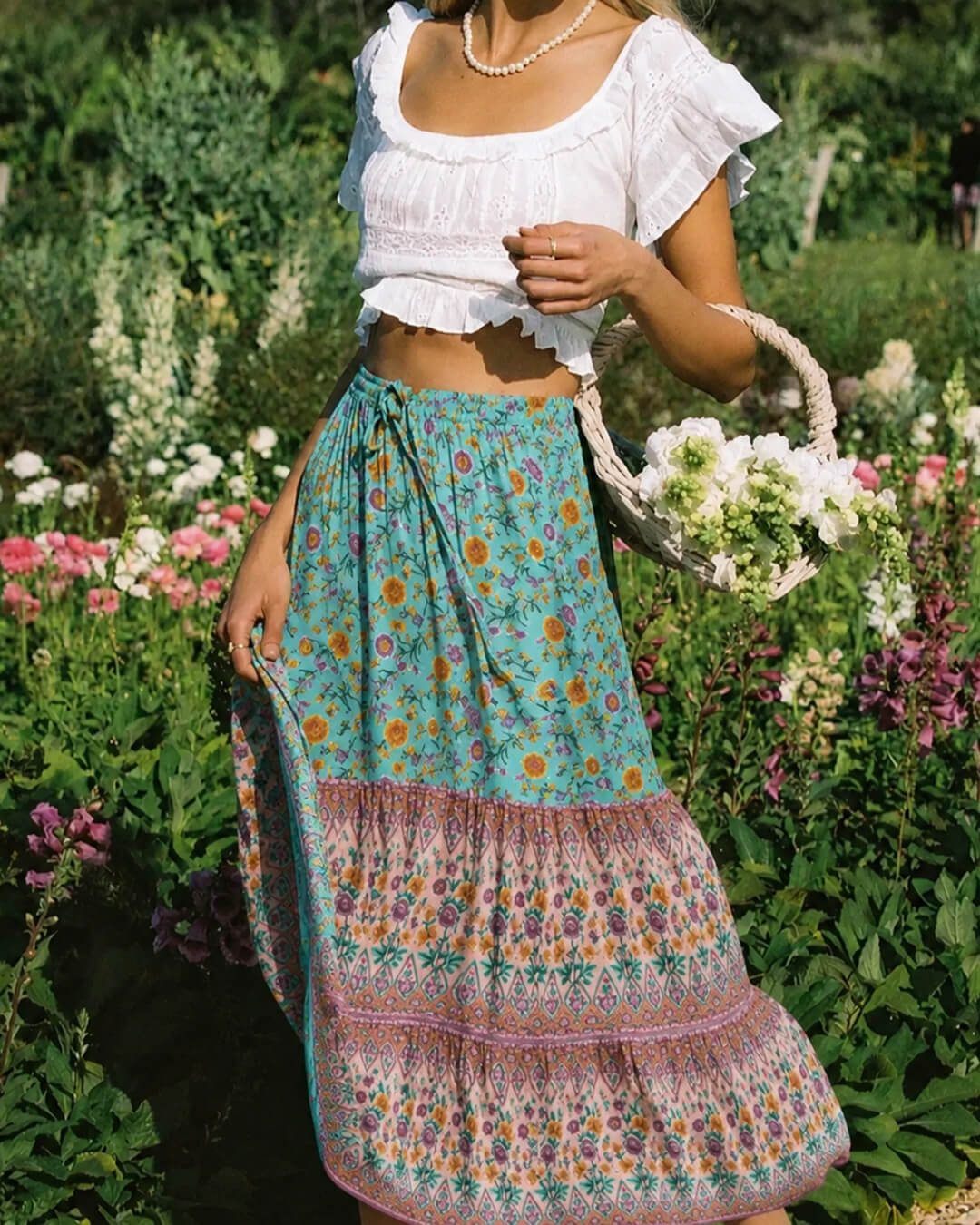 Jupe de plage bohème Ottavia à motif floral