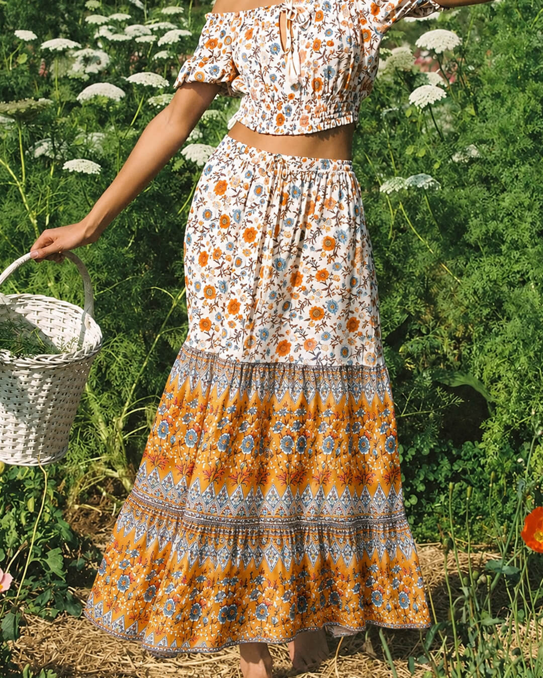 Jupe de plage bohème Ottavia à motif floral