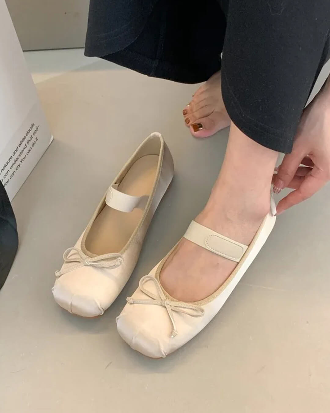 Ballerines en satin Pamela avec nœud