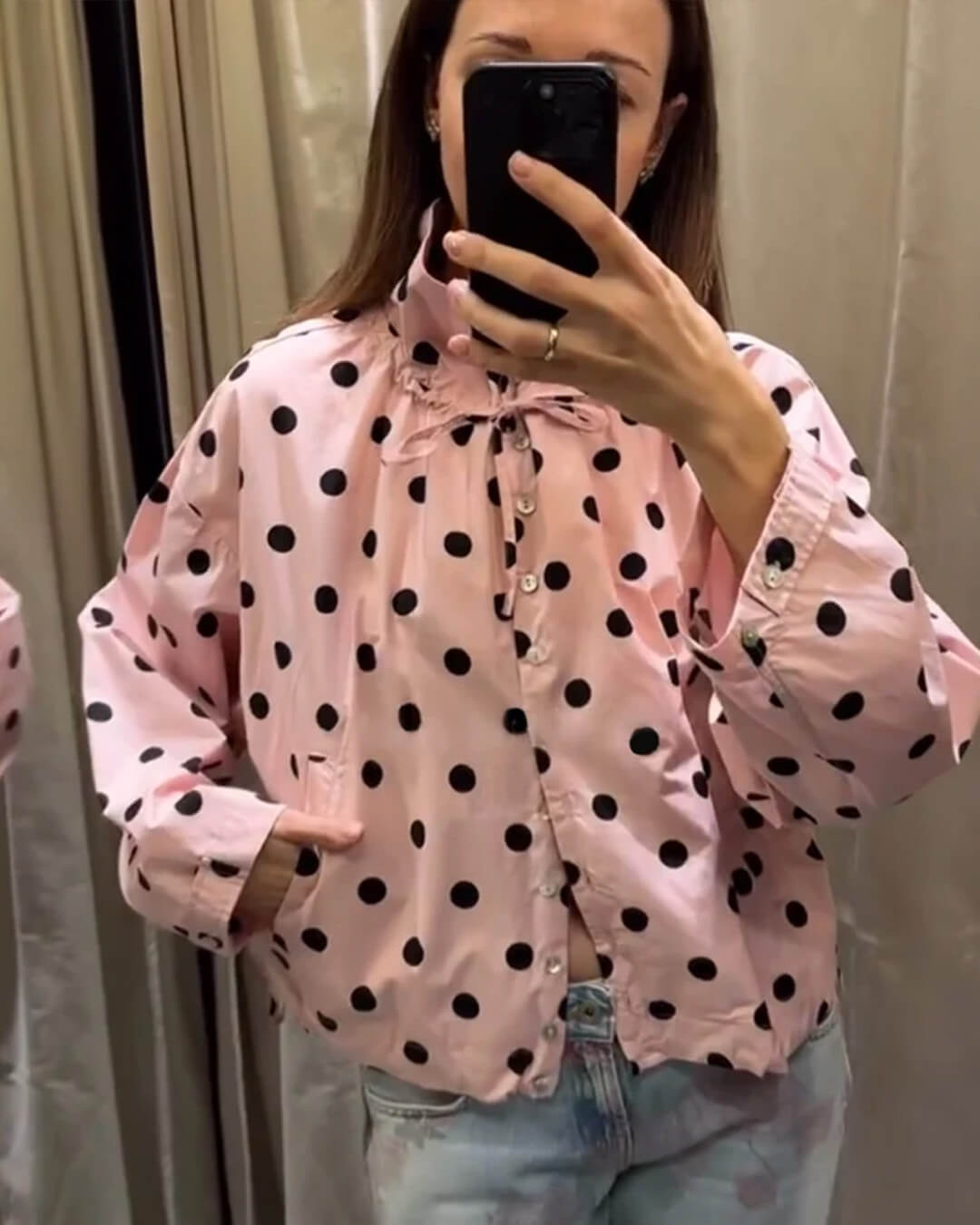 Veste Patricia à col montant et à pois