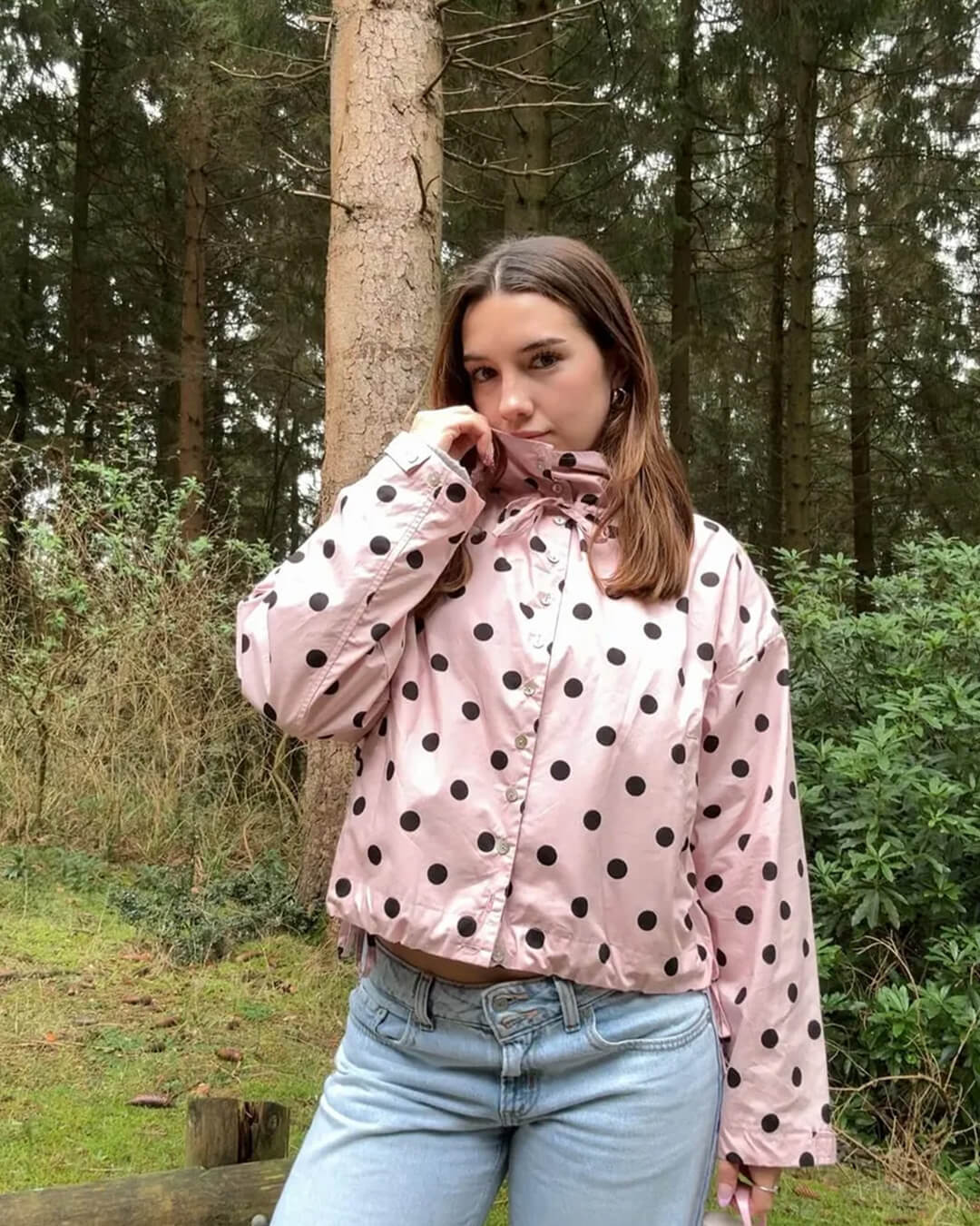 Veste Patricia à col montant et à pois