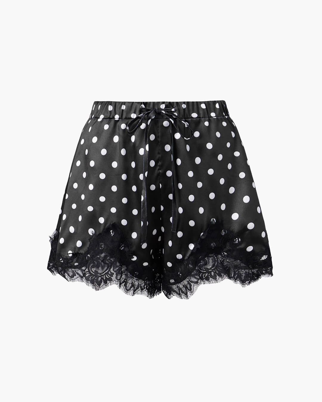 Short satiné noir à pois Paula