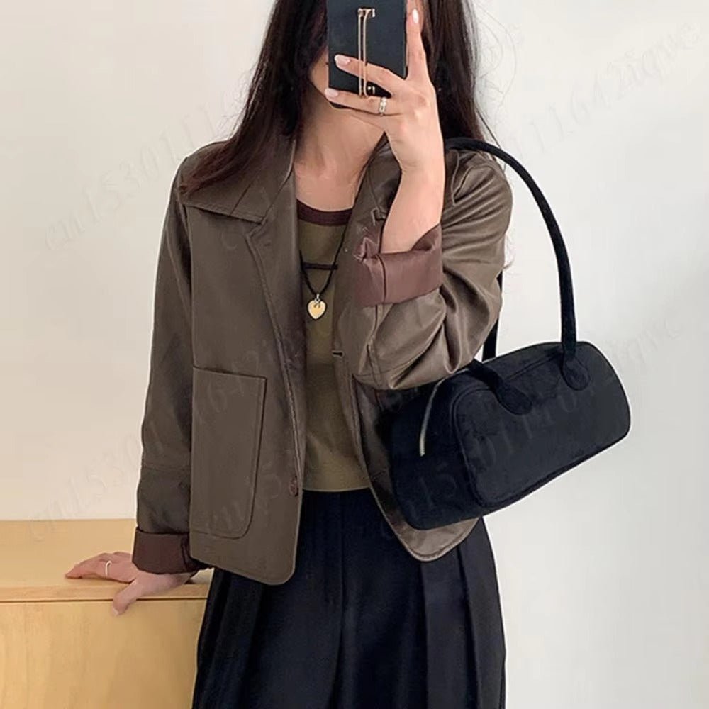Sac baguette en daim Pauleen