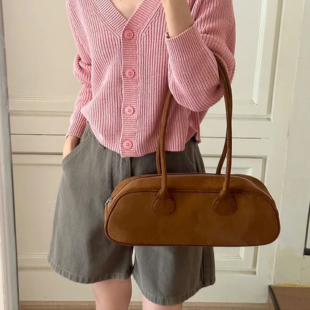 Sac baguette en daim Pauleen