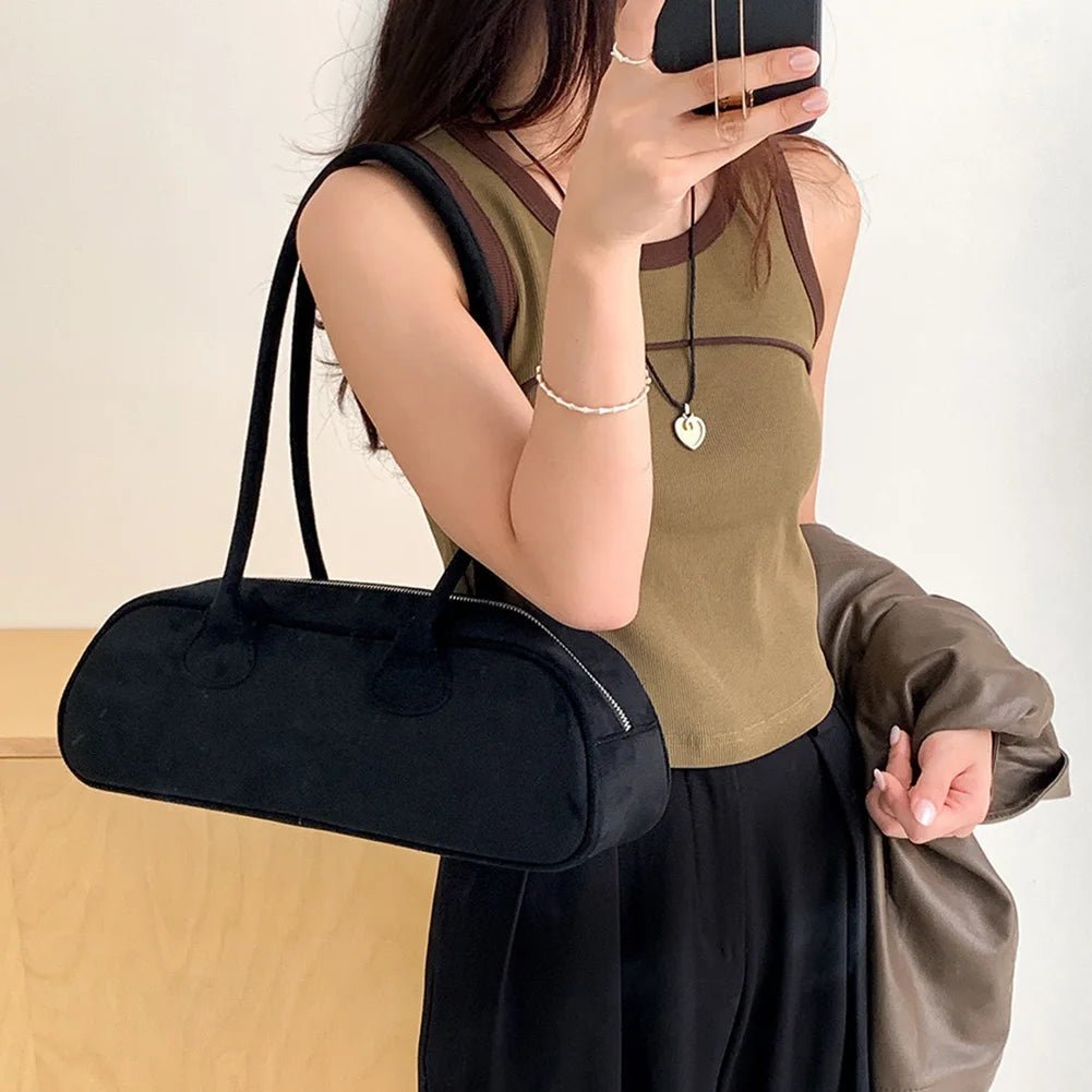 Sac baguette en daim Pauleen