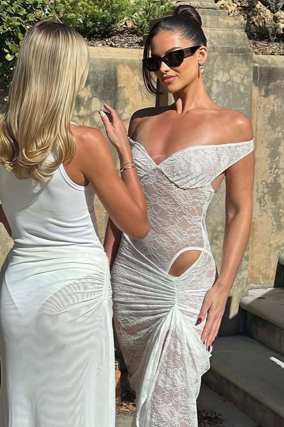Robe longue en dentelle patchwork Phaedra