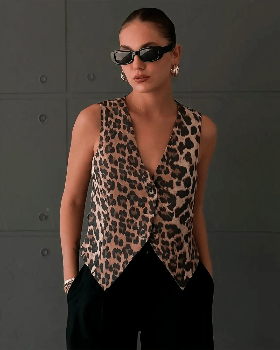 Gilet Pilar à imprimé léopard