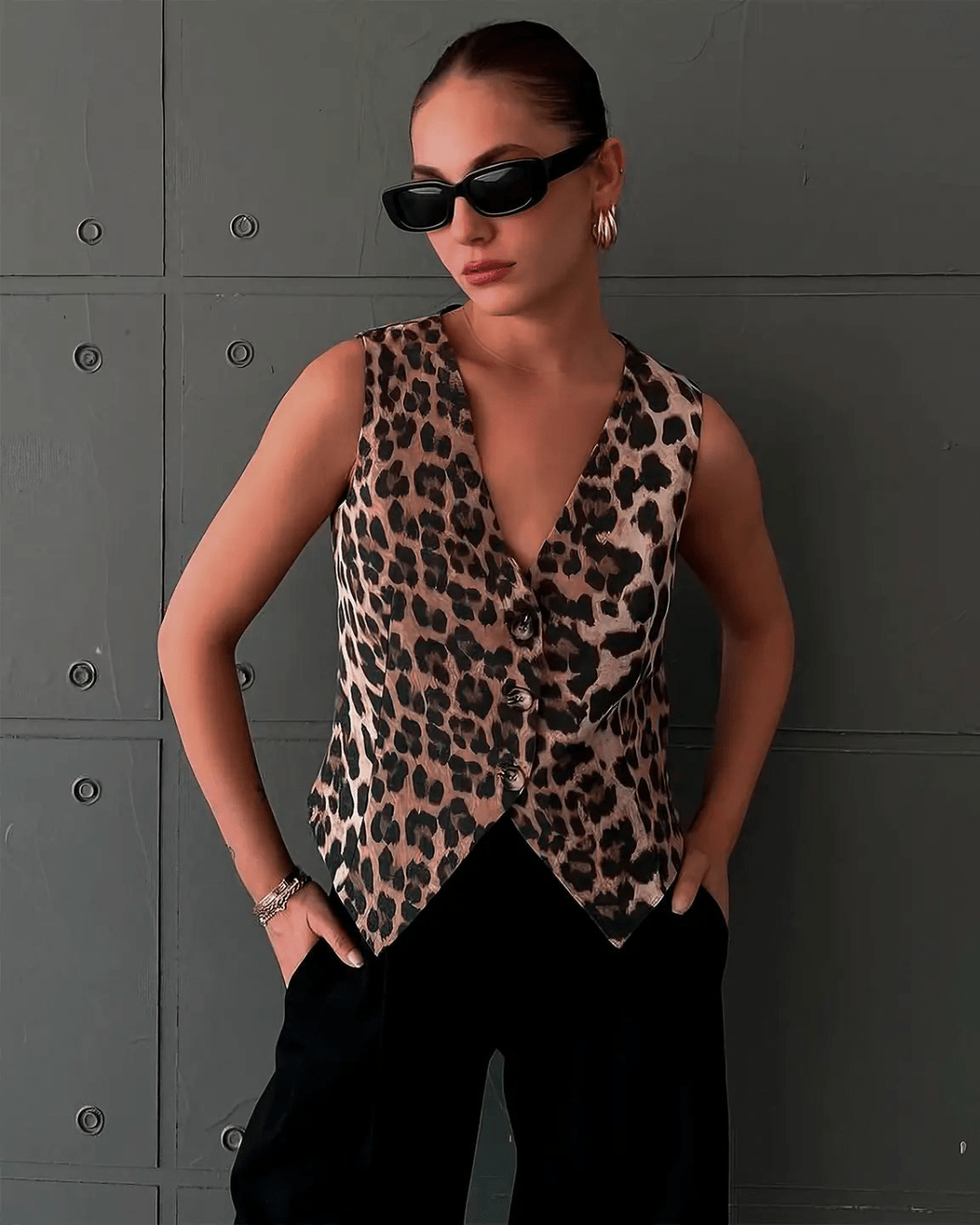 Gilet Pilar à imprimé léopard
