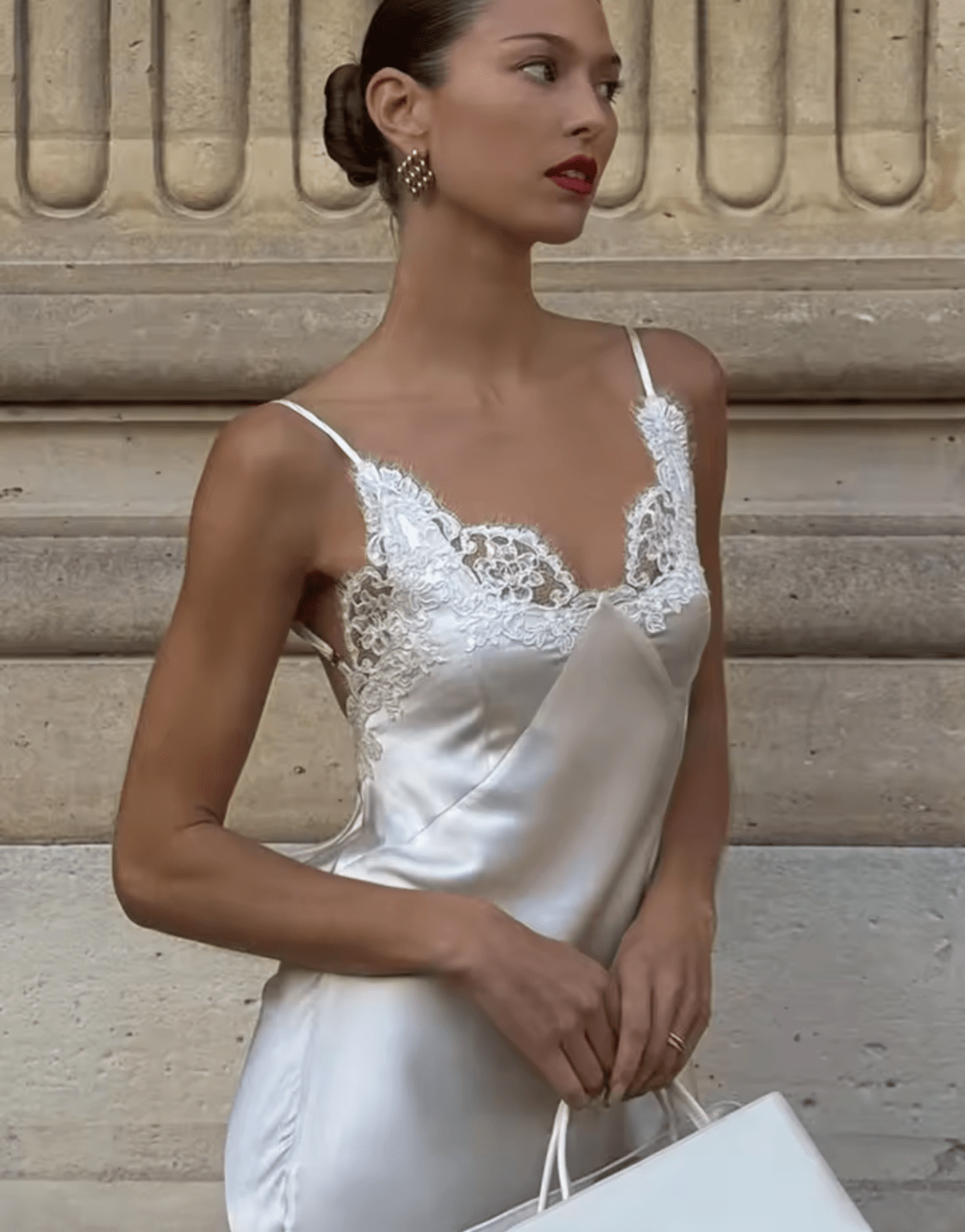Robe longue Piper en satin et dentelle