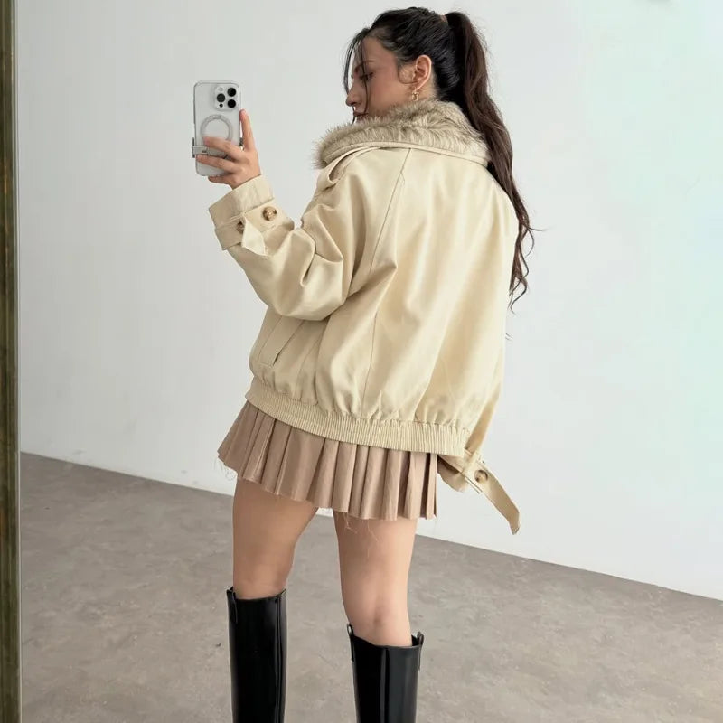 Manteau oversize en tissu pelucheux
