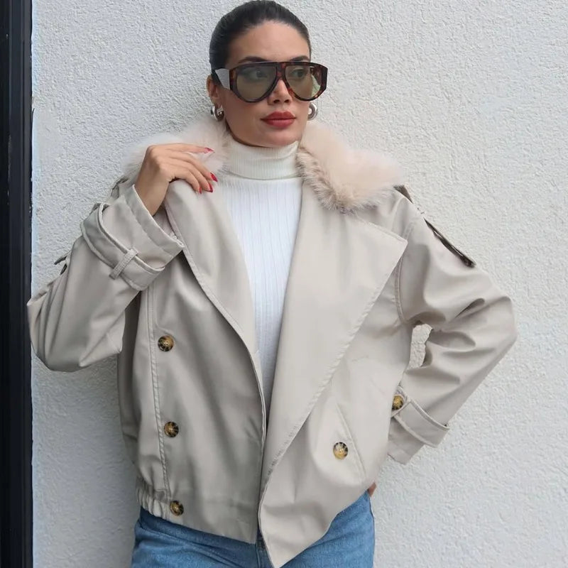 Manteau oversize en tissu pelucheux