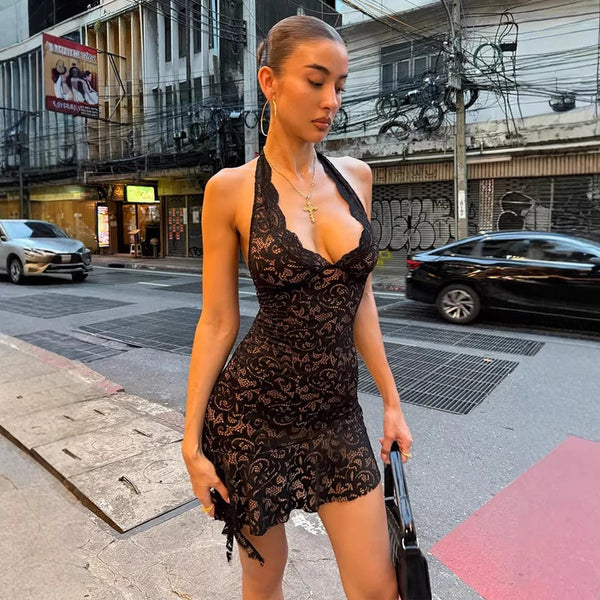 Polly Backless Halter Mini Dress