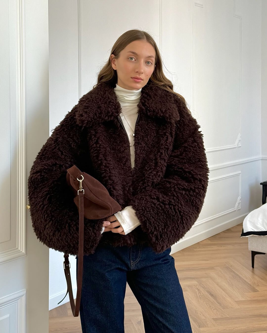 Veste Porsha effet peluche en fausse fourrure