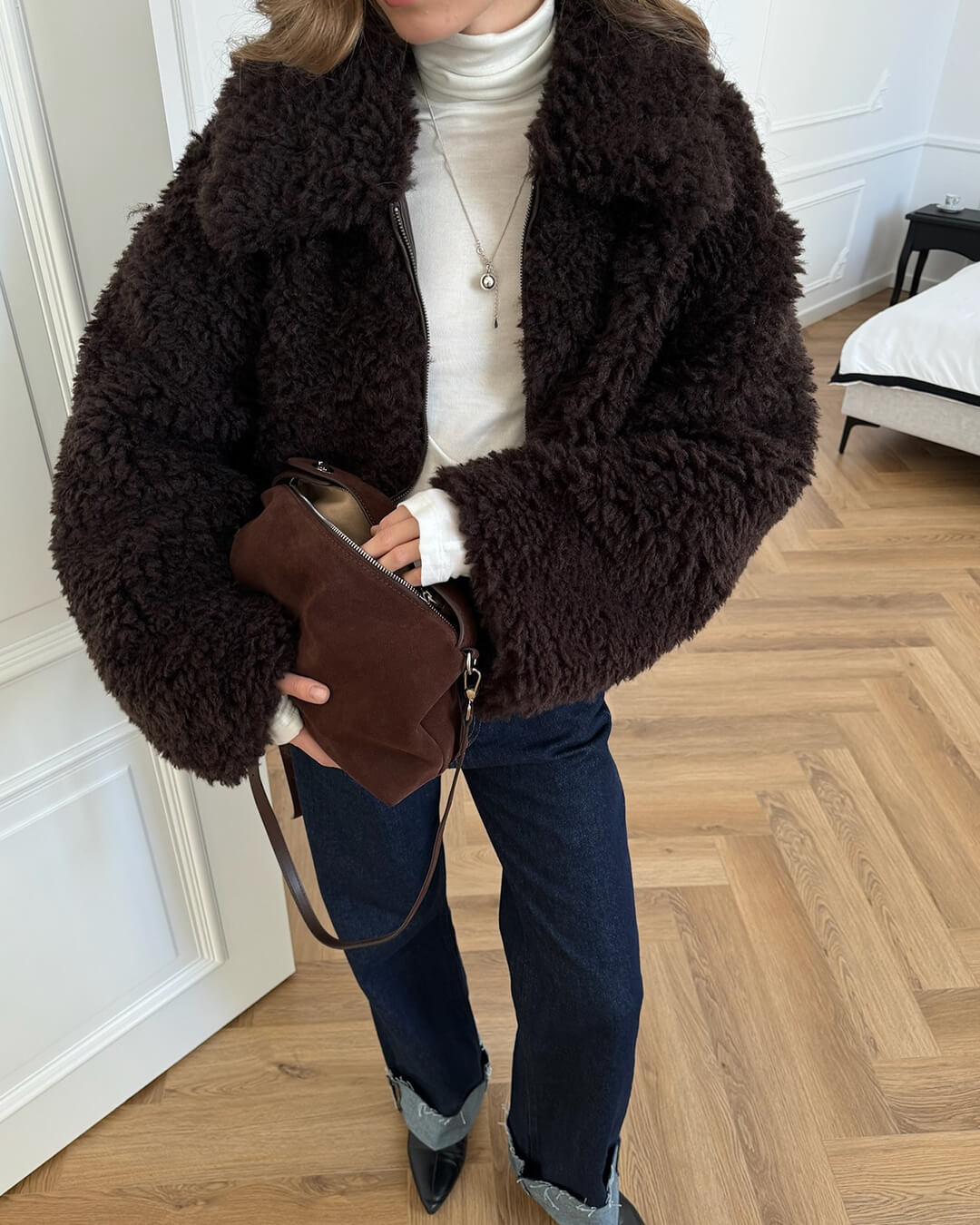 Veste Porsha effet peluche en fausse fourrure