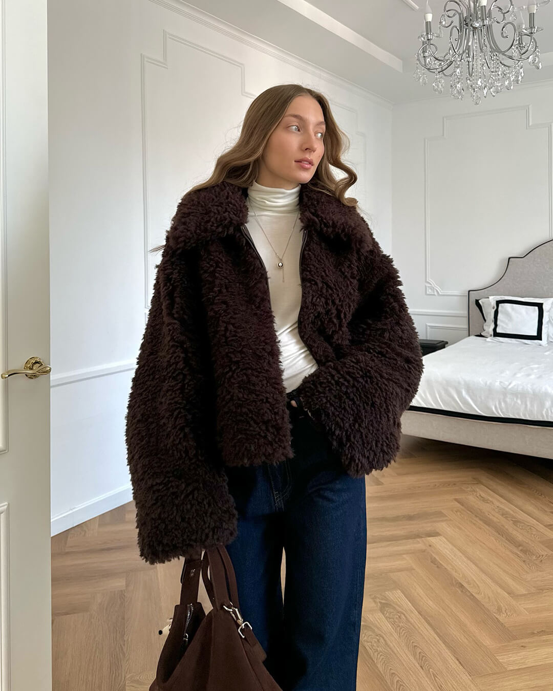 Veste Porsha effet peluche en fausse fourrure