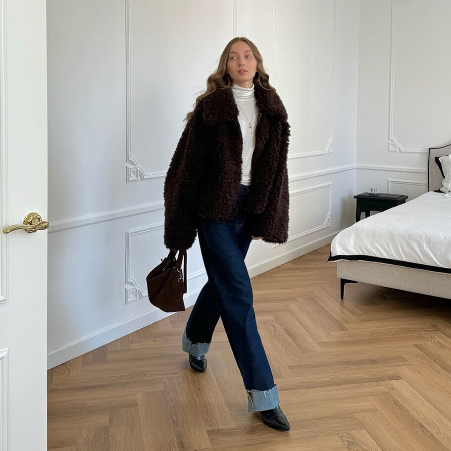 Veste Porsha effet peluche en fausse fourrure