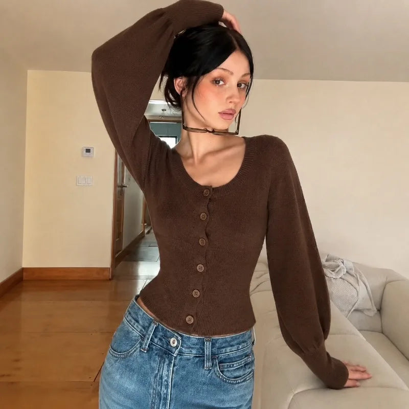 Gilet en maille à manches bouffantes Mae