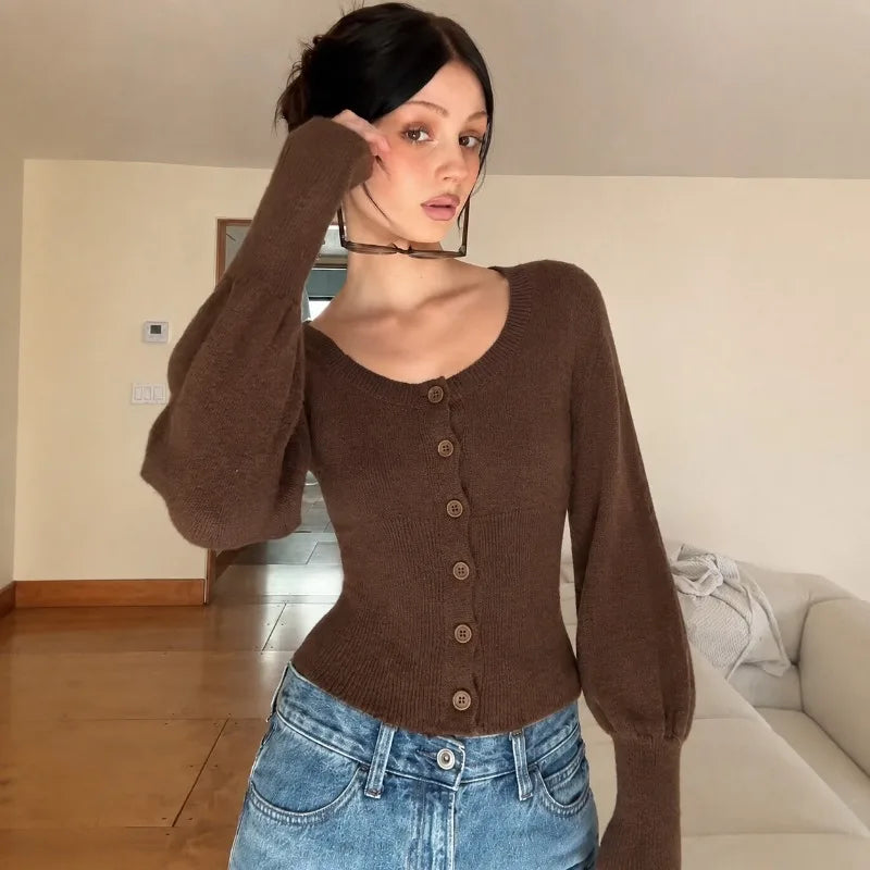 Gilet en maille à manches bouffantes Mae