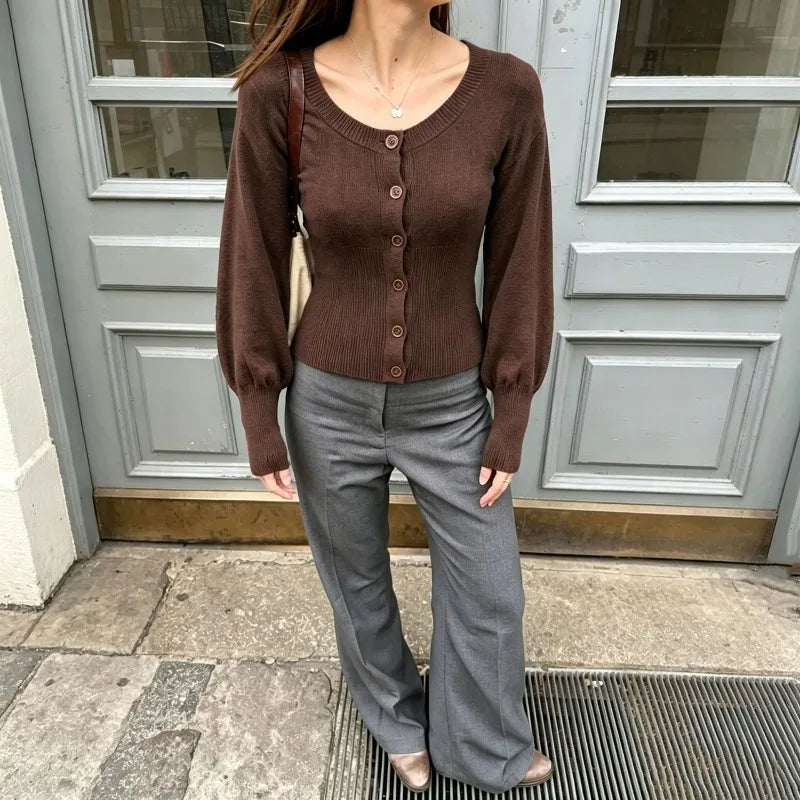 Gilet en maille à manches bouffantes Mae