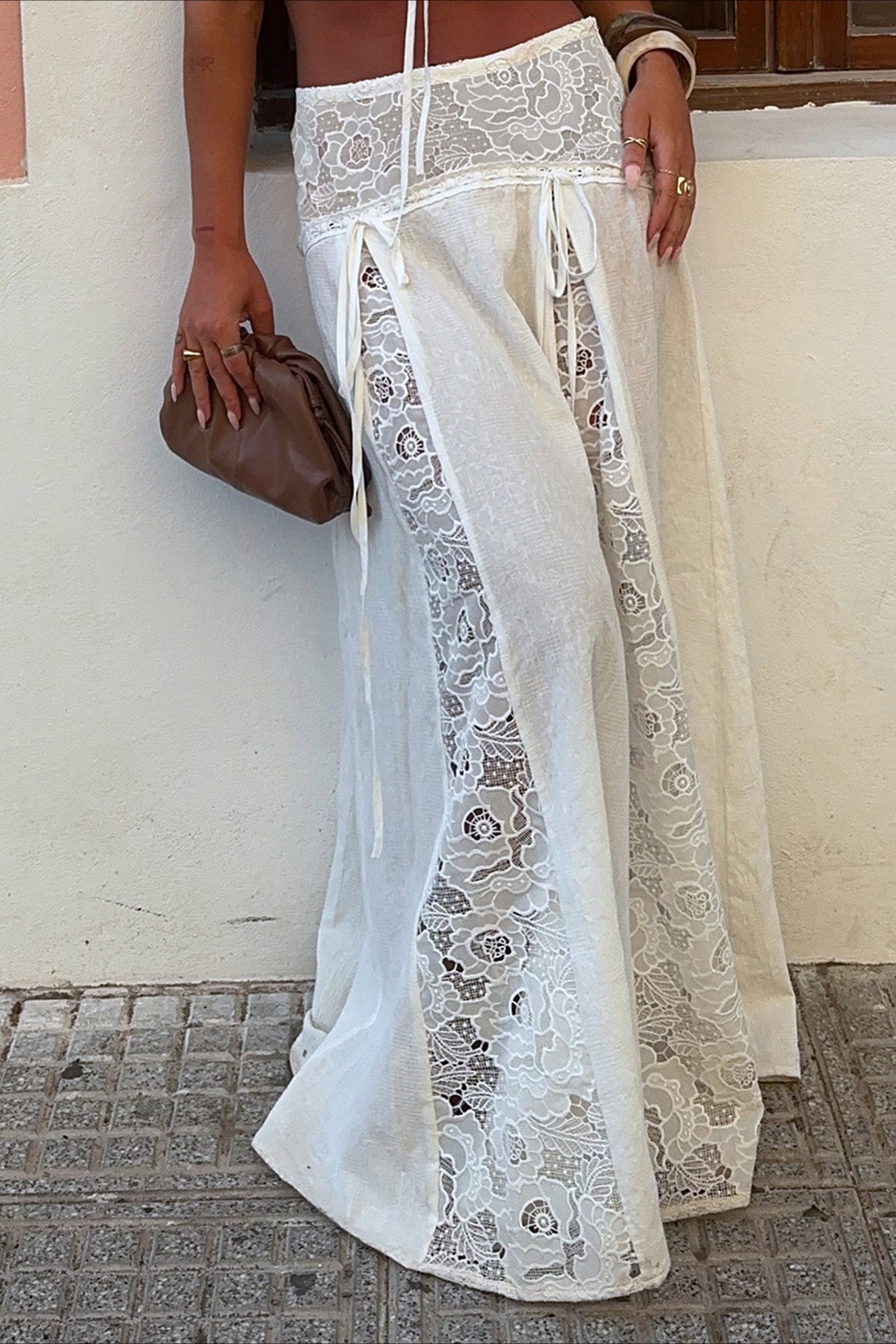 Jupe longue Quinn en dentelle taille basse