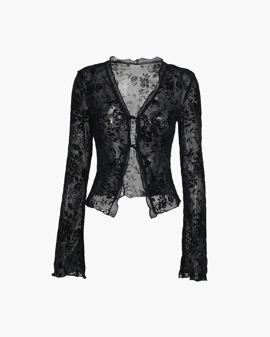 Blouse Rachel en dentelle à nouer sur le devant