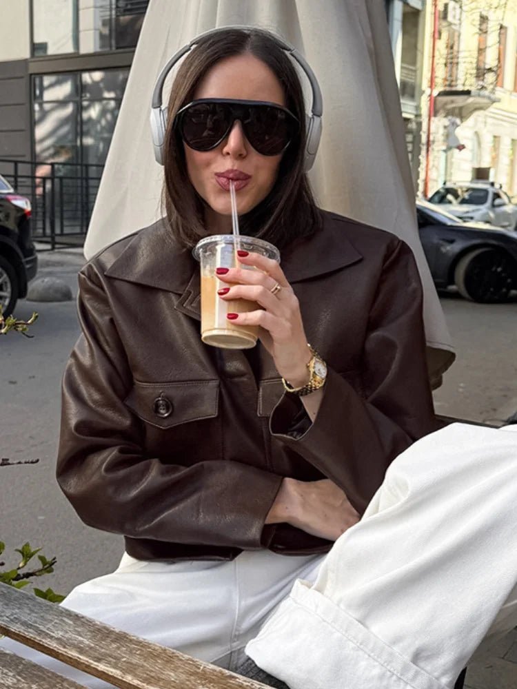 Veste courte en similicuir Rachelle
