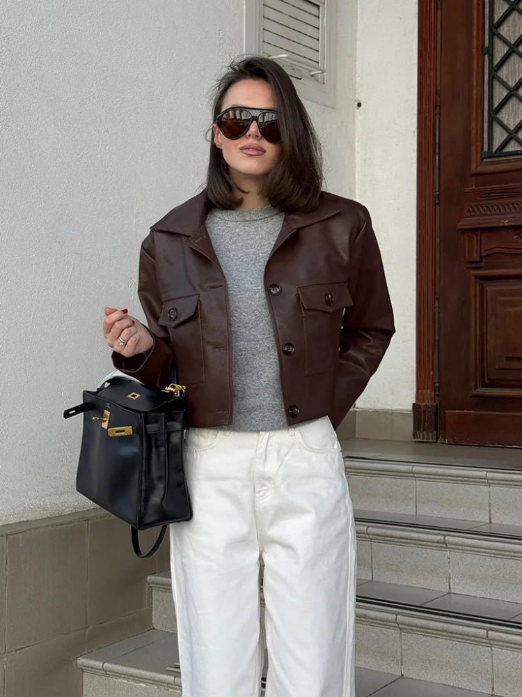 Veste courte en similicuir Rachelle