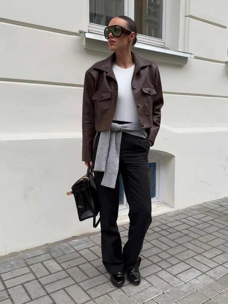 Veste courte en similicuir Rachelle