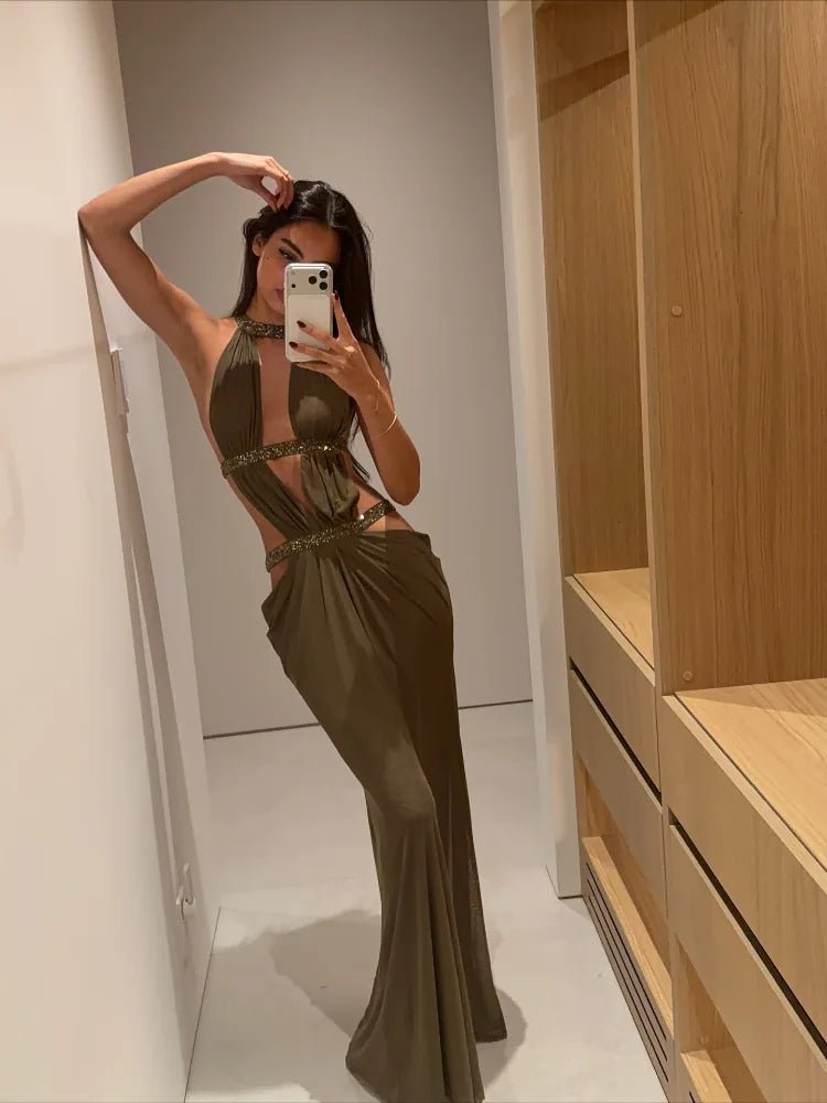 Robe de soirée longue à sequins et dos nu Rafaela