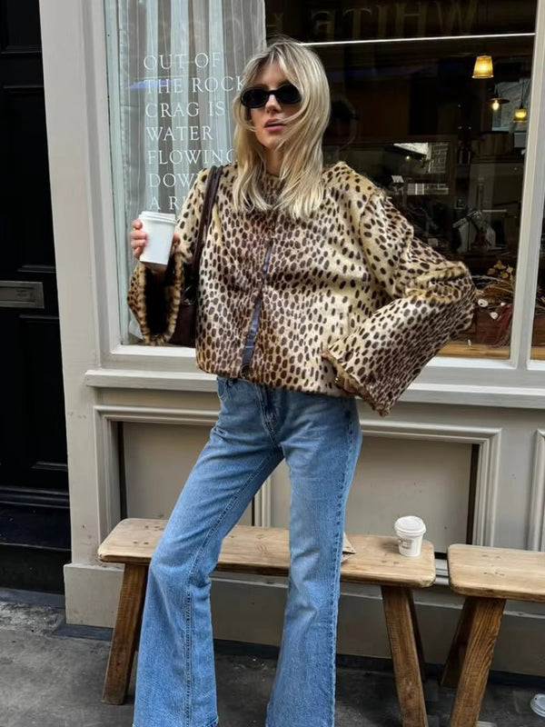 Rebecca Leopard Faux Fur Jacket