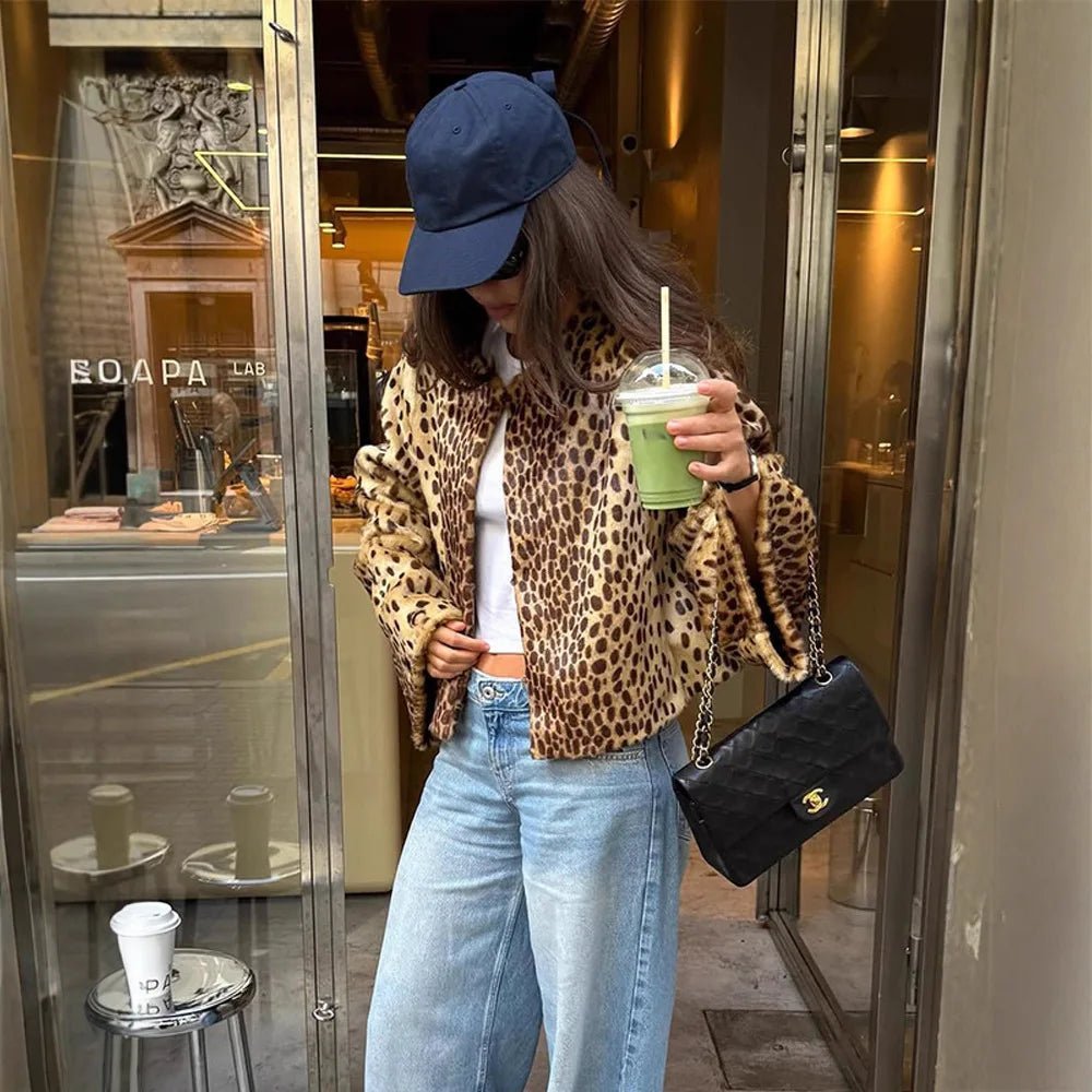 Veste Rebecca en fausse fourrure léopard