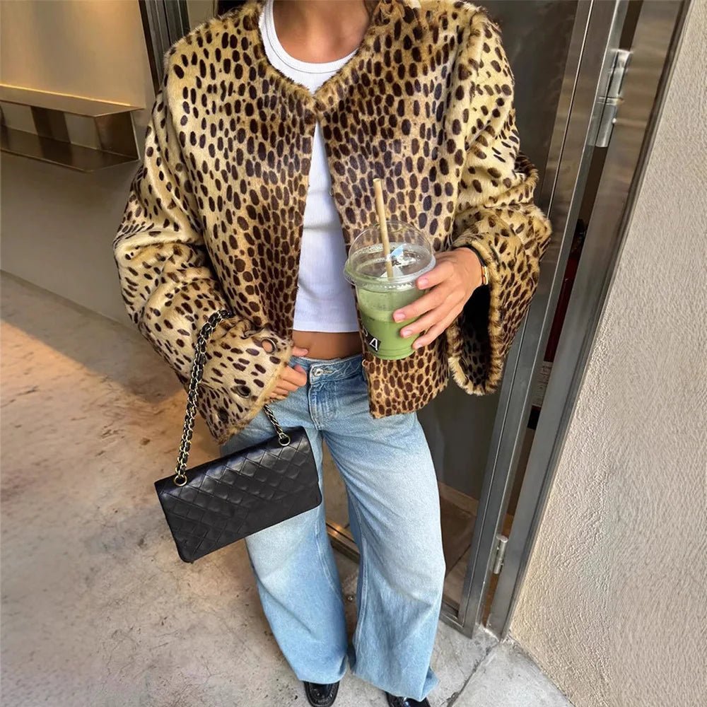 Veste Rebecca en fausse fourrure léopard