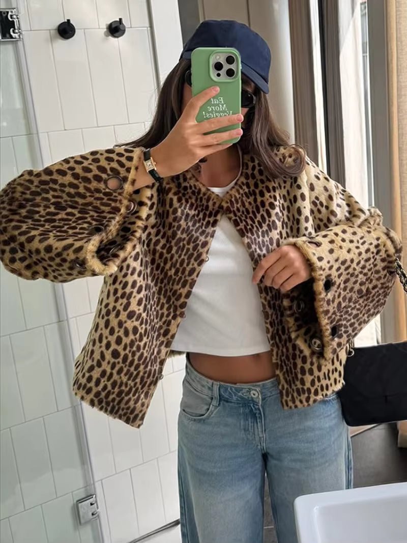 Veste Rebecca en fausse fourrure léopard
