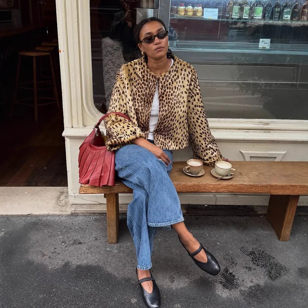 Veste Rebecca en fausse fourrure léopard