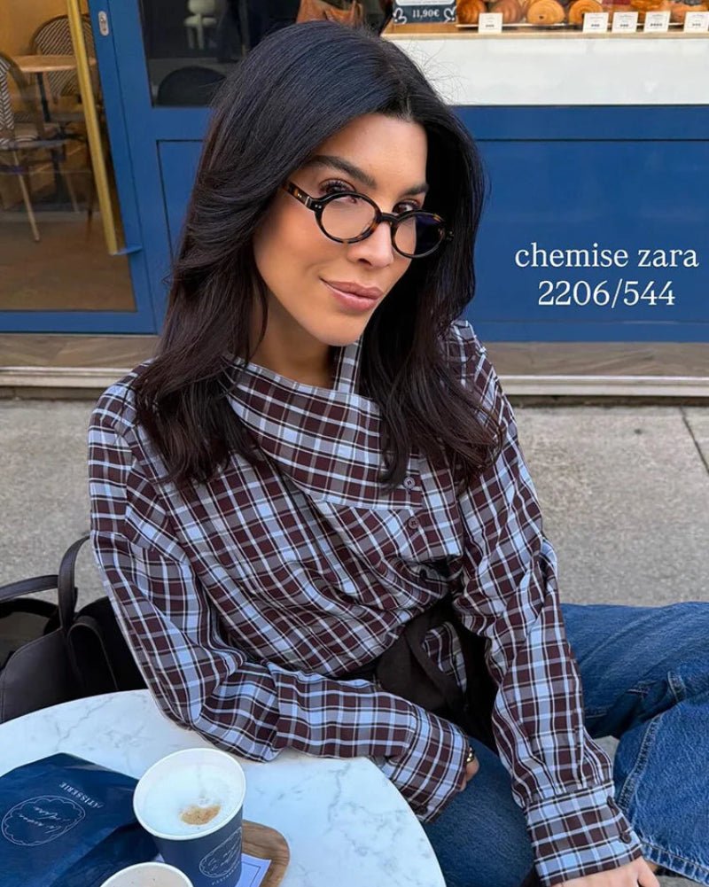 Chemise portefeuille à carreaux en popeline Rebecca