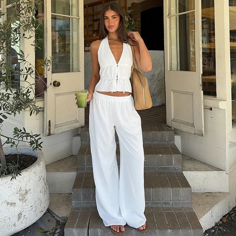 Ensemble deux pièces dos nu en coton Renata