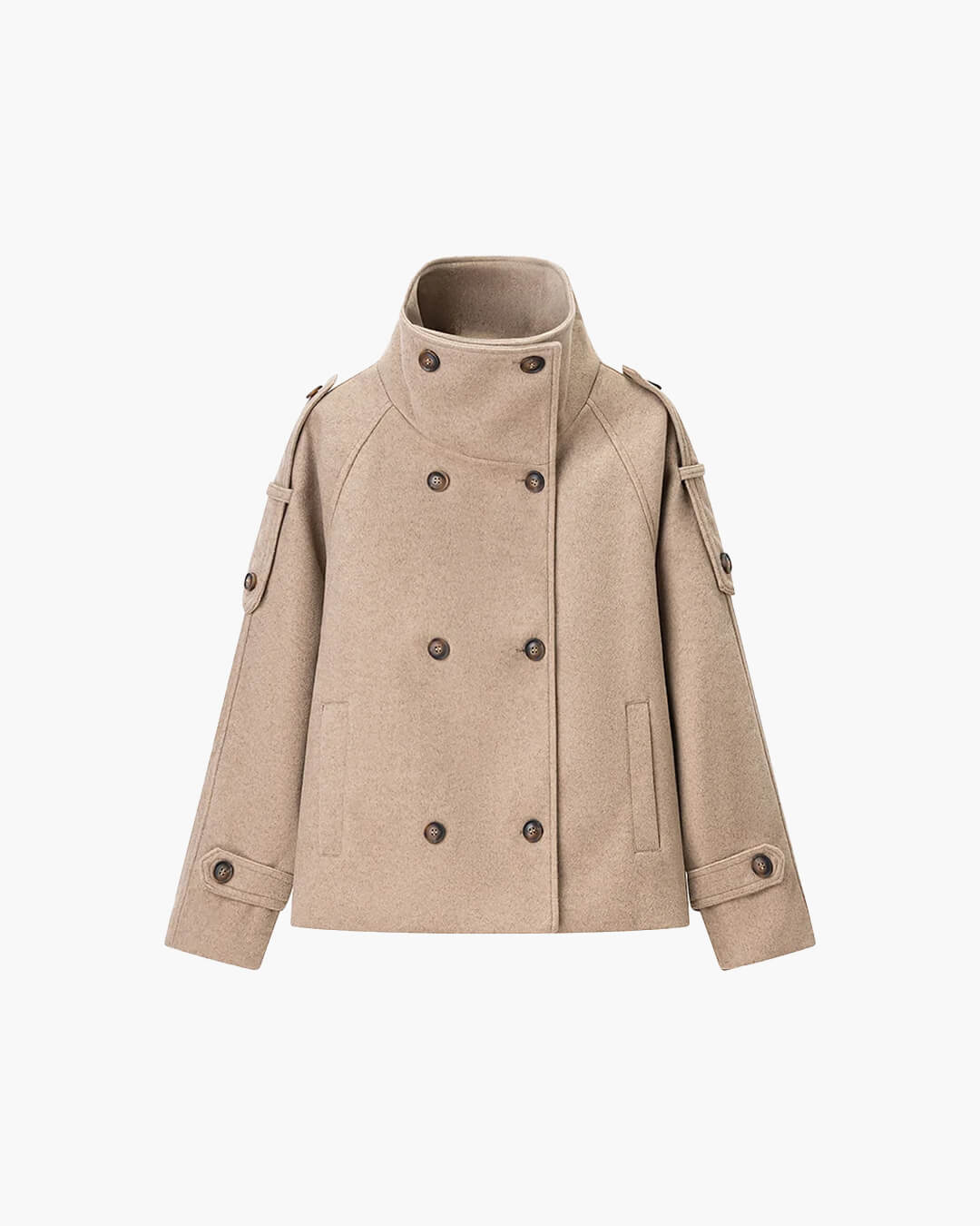 Manteau croisé Rhea à col montant